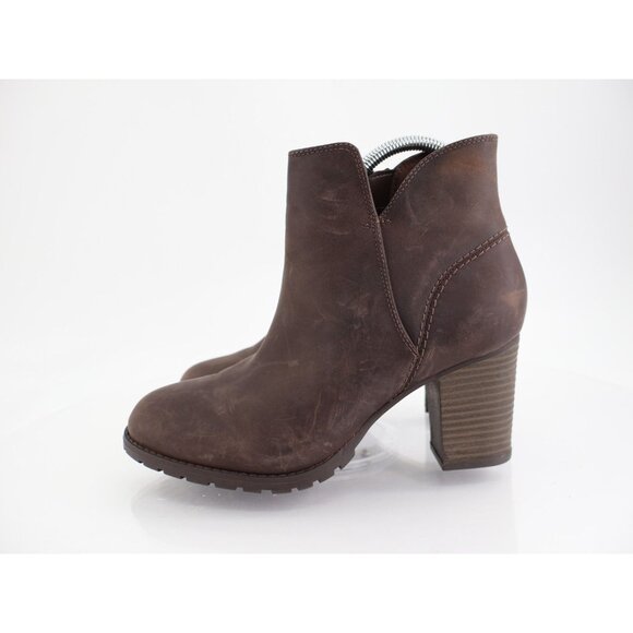 Clarks Women's Verona Trish Boot Size 9 Block Heel Bootie Brown Leather Comfy - Picture 4 of 12